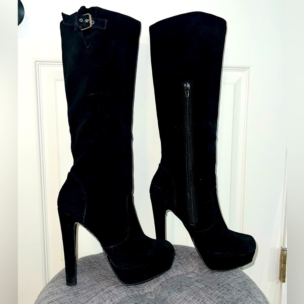 Steve Madden Black Suede knee high Boots